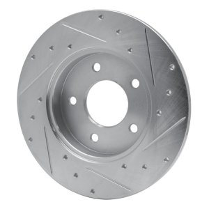 Buick LeSabre Brake Rotor (1) - Rear Left - R1 Concepts - Drilled & Slotted - Silver - `92-`05